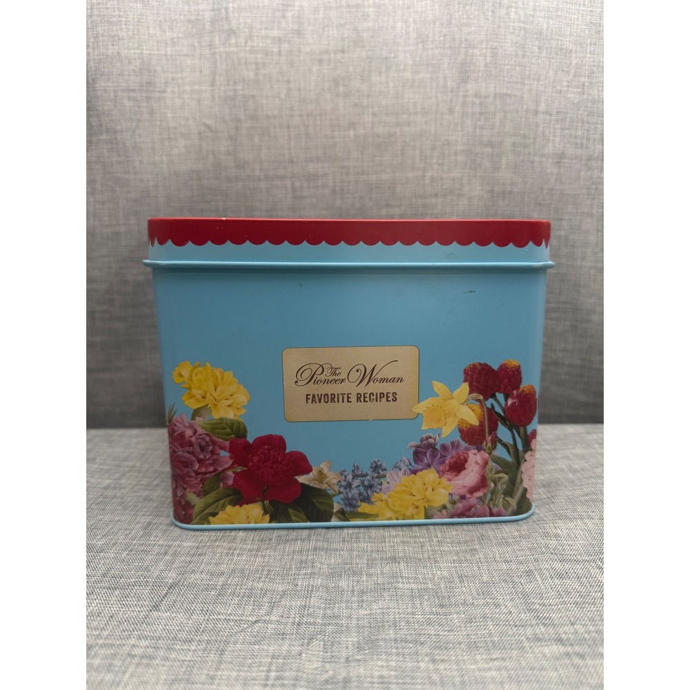 The Pioneer Woman Favorite Recipes Floral Tin Recipe Box With cards